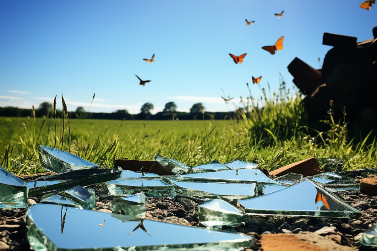 Broken glass and butterflies